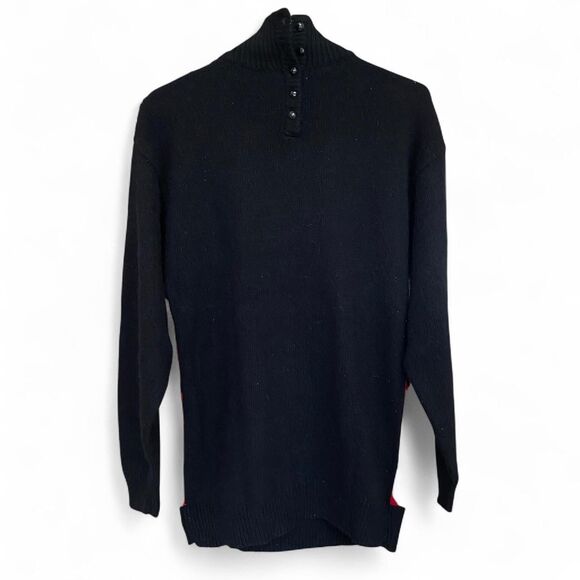 Vintage 90s I.B Diffusion Sequined argyle black and red turtleneck sweater sz M - Picture 2 of 6